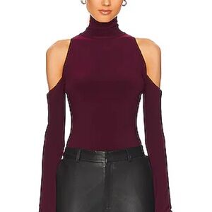 Women's Burgundy Cold Shoulder Top